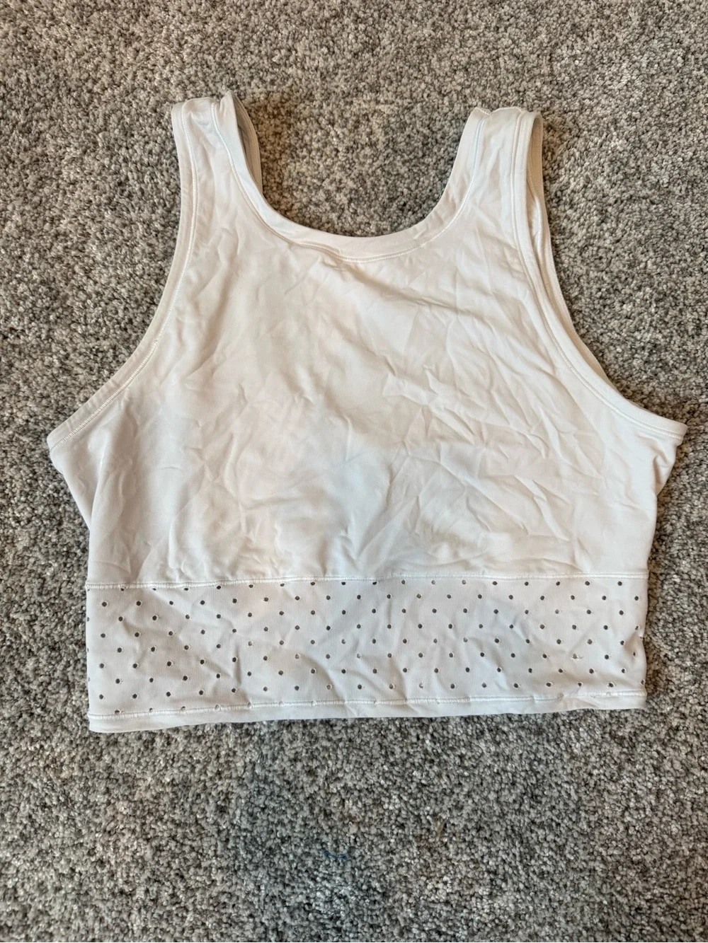 lululemon athletica White Sleeveless Crop Tank with Perforated Hem